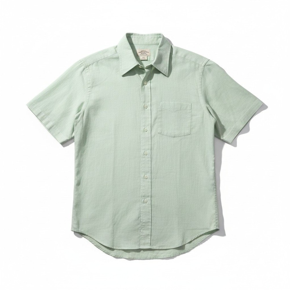 Hathaway Furchgott's Vintage Mint Green Chambray Short Sleeve Button Down Shirt